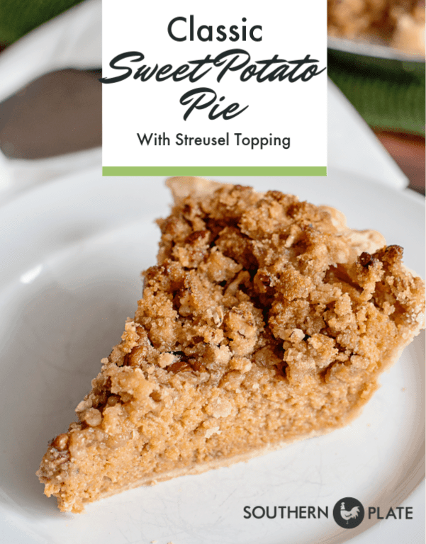 Classic sweet potato pie with streusel topping