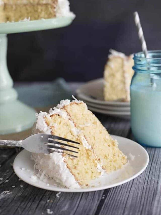 Old-fashioned coconut cake slice