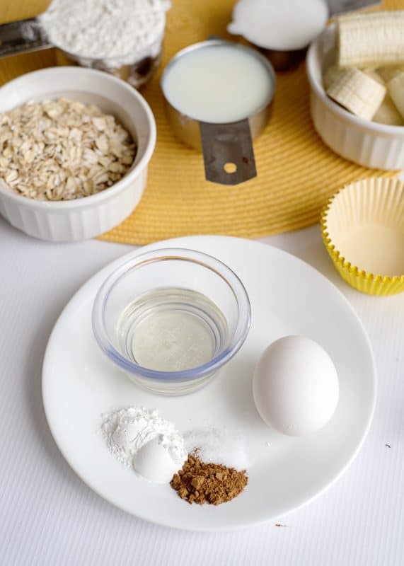 Ingredients for Low Sugar Banana Muffins.