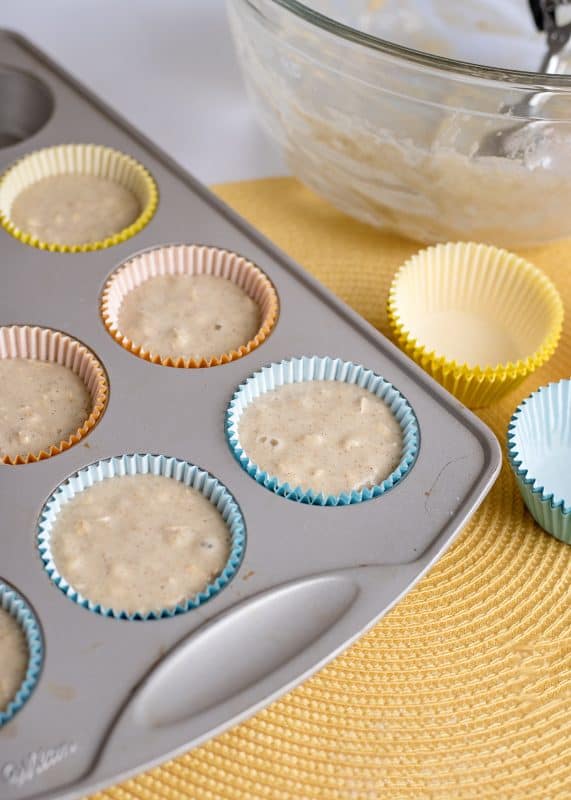 Add batter to liners in a muffin tin.