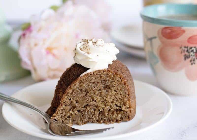 Slice of coffee butter cake.