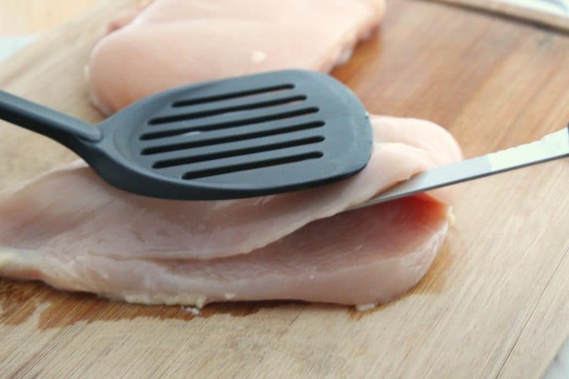 Cut chicken breasts