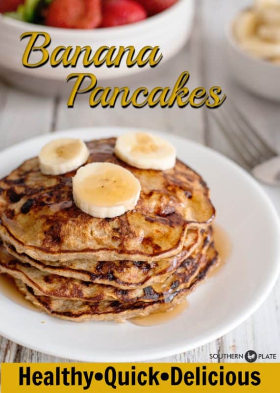 Healthy banana pancakes Pinterest image