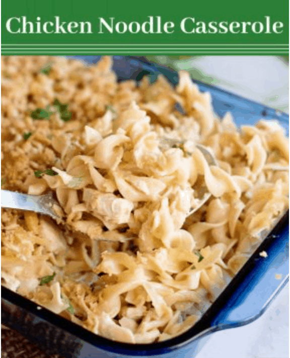 chicken noodle casserole pinterest image.