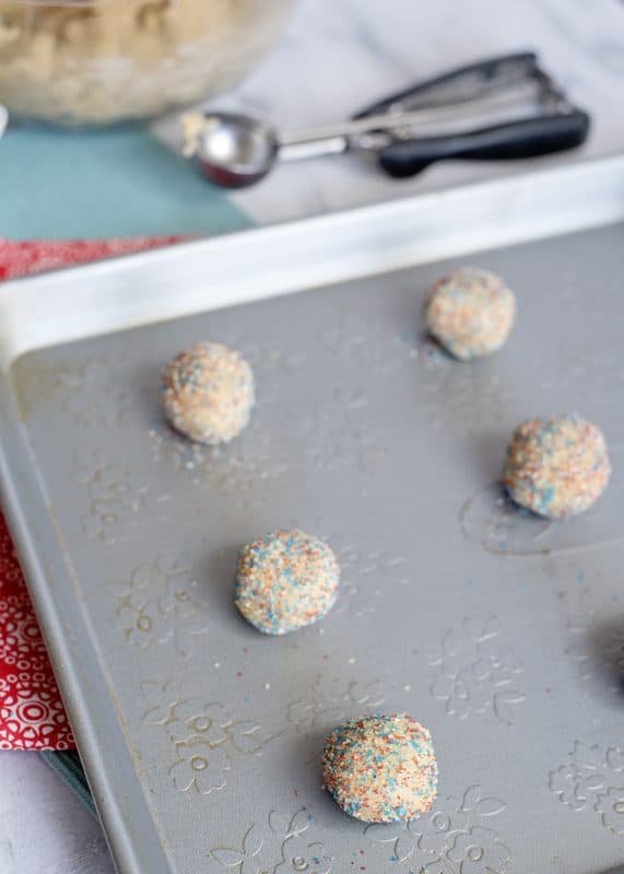 World's Best Chewy Sugar Cookies On Baking Sheet