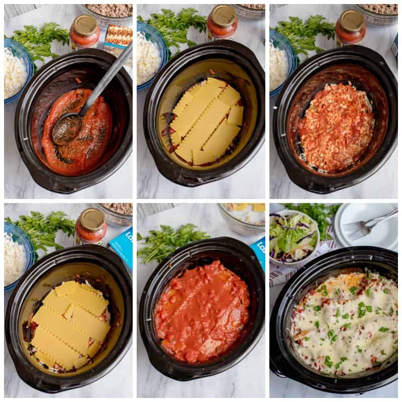 Assembling Southern Plate's Crock Pot Lasagna