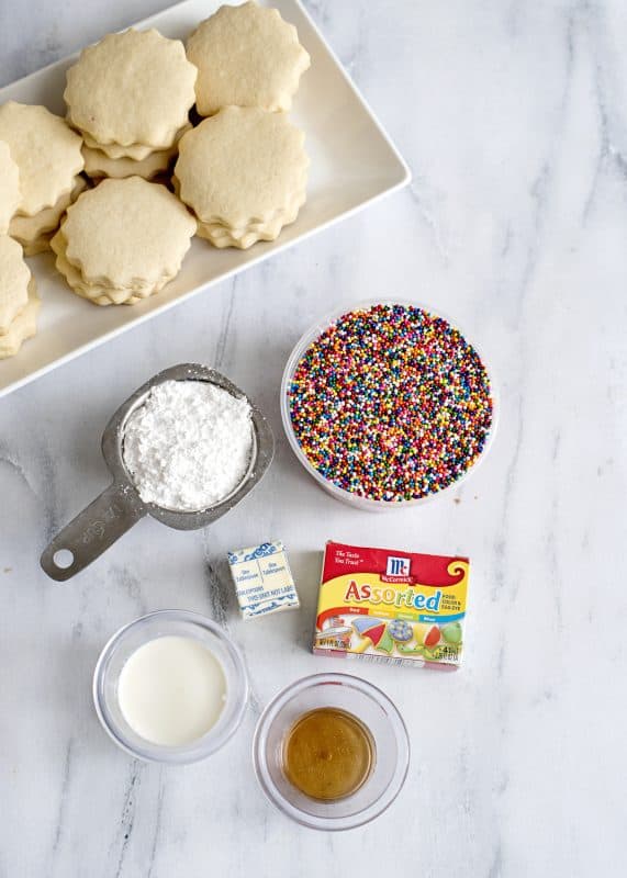 Icing ingredients for Southern tea cakes recipe.