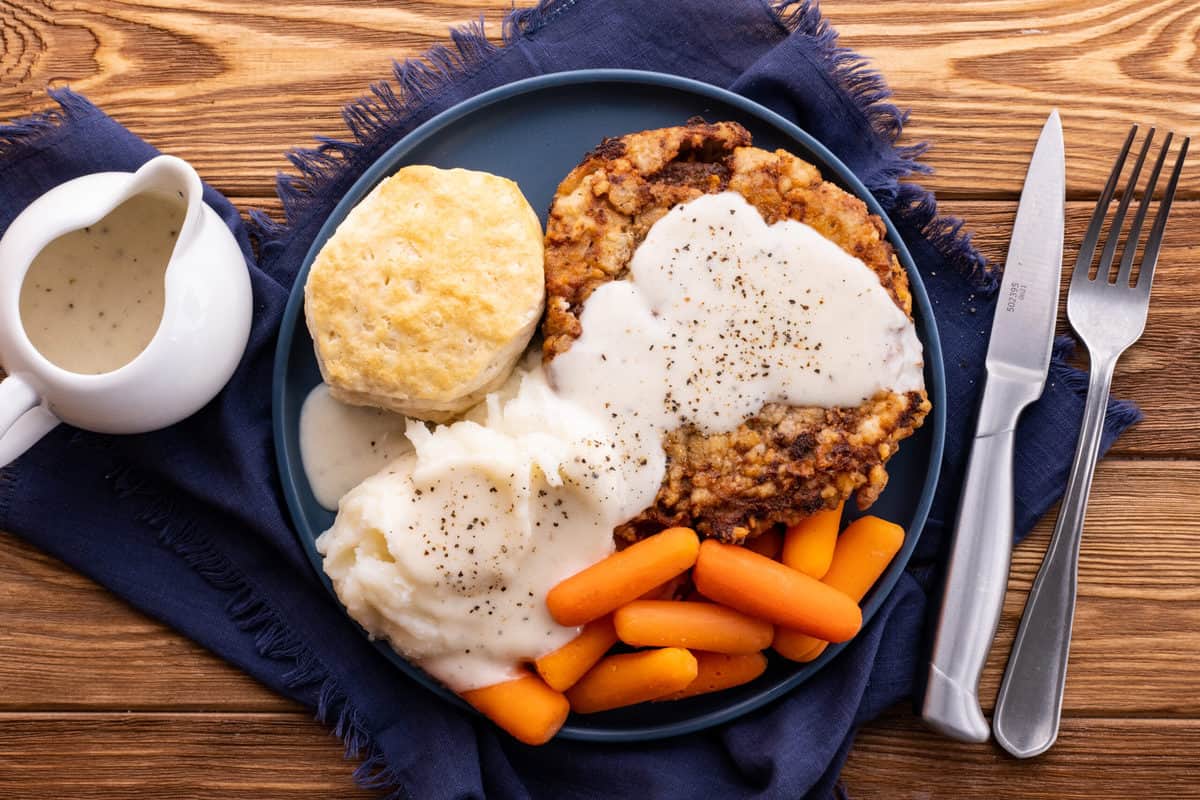 Chicken fried steak recipe with gravy.