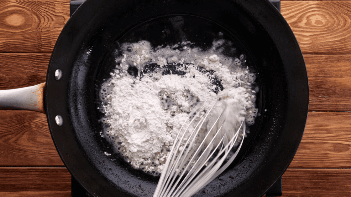 Add flour to skillet to make gravy.