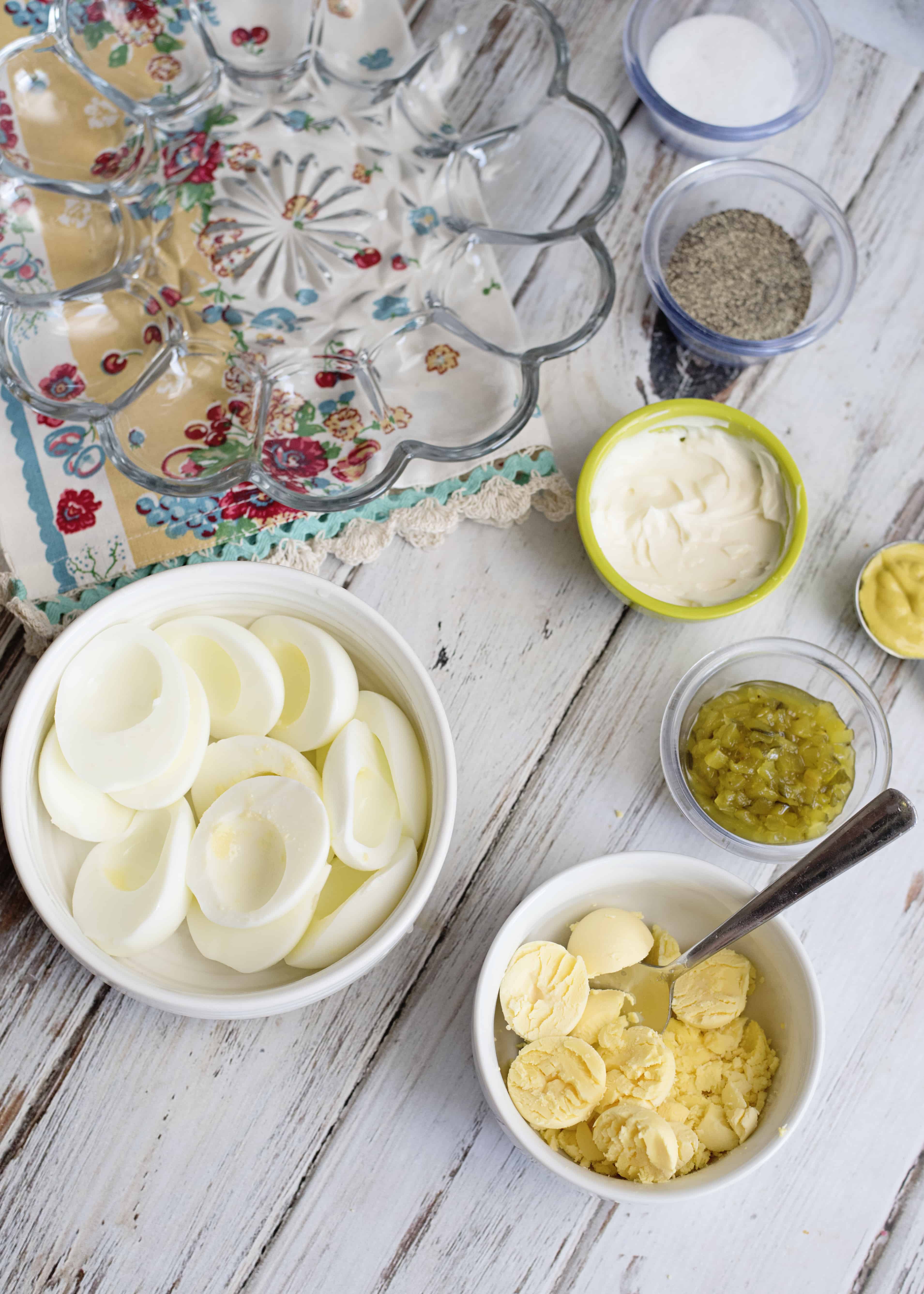 Ingredients for southern deviled eggs