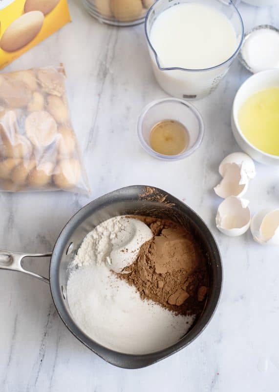 Add dry ingredients to saucepan.