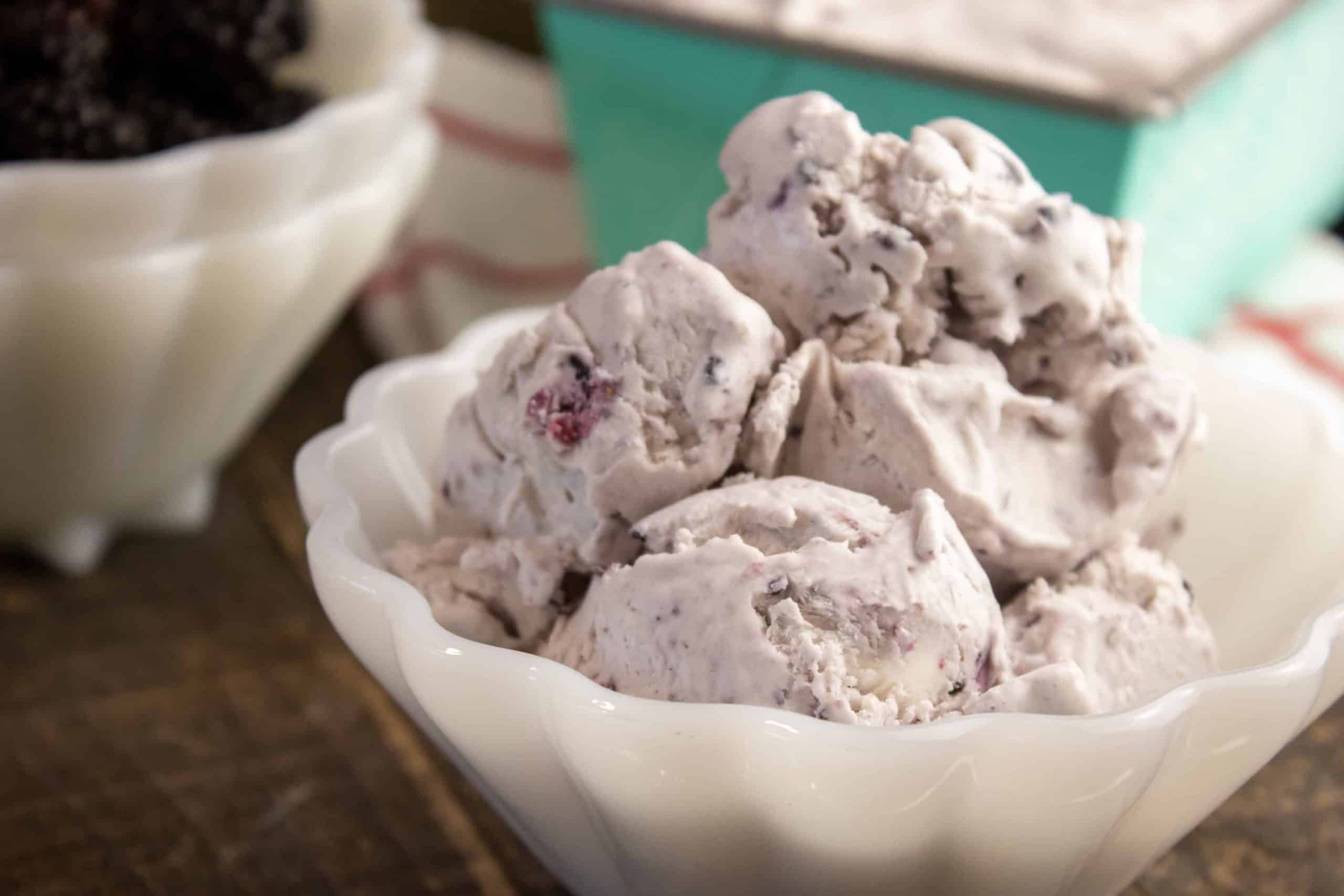 No Churn Ice Cream With Fresh Blackberries