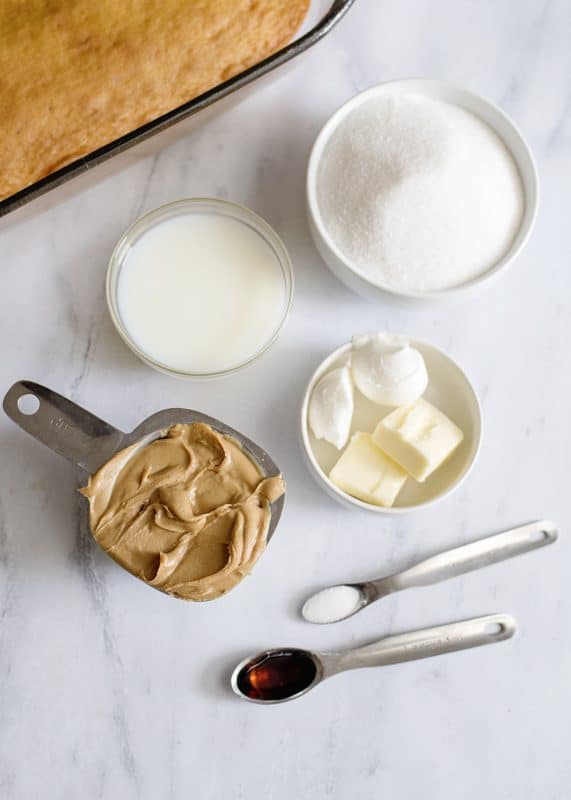 Ingredients for Old-Fashioned Peanut Butter Icing.