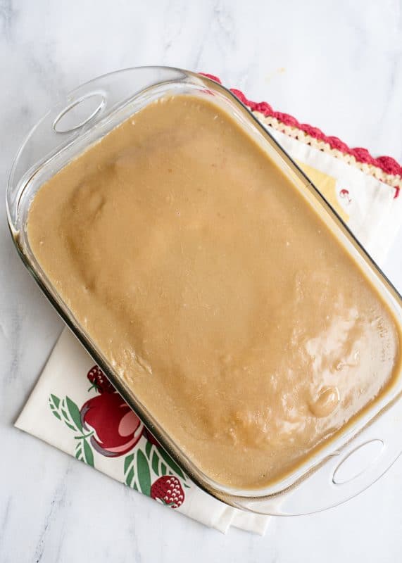Cooling Yellow Cake with Old Fashioned Peanut Butter Icing