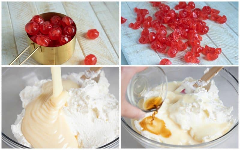 Steps To Make No Churn Candied Cherry Vanilla Ice Cream