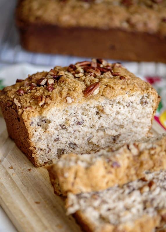 Slices of banana pecan bread