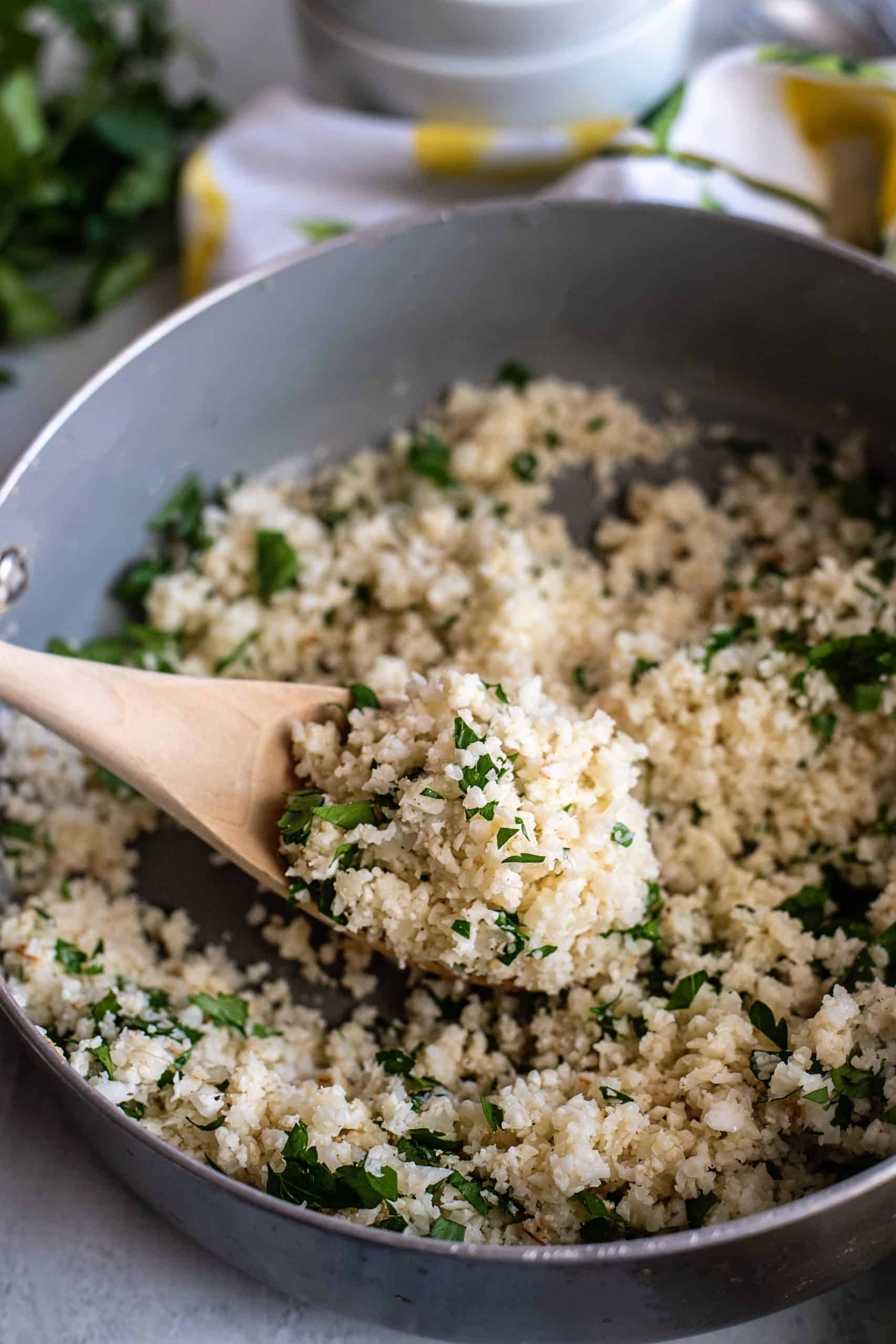 scoop of herbed cauliflower rice