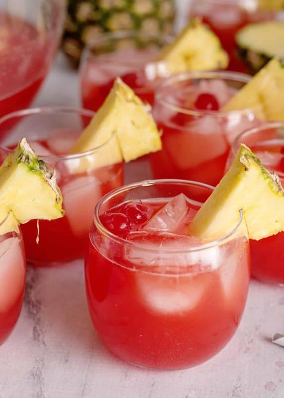 Punch with pineapple wedge