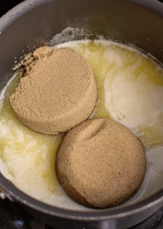 Bring butter and brown sugar to a boil.