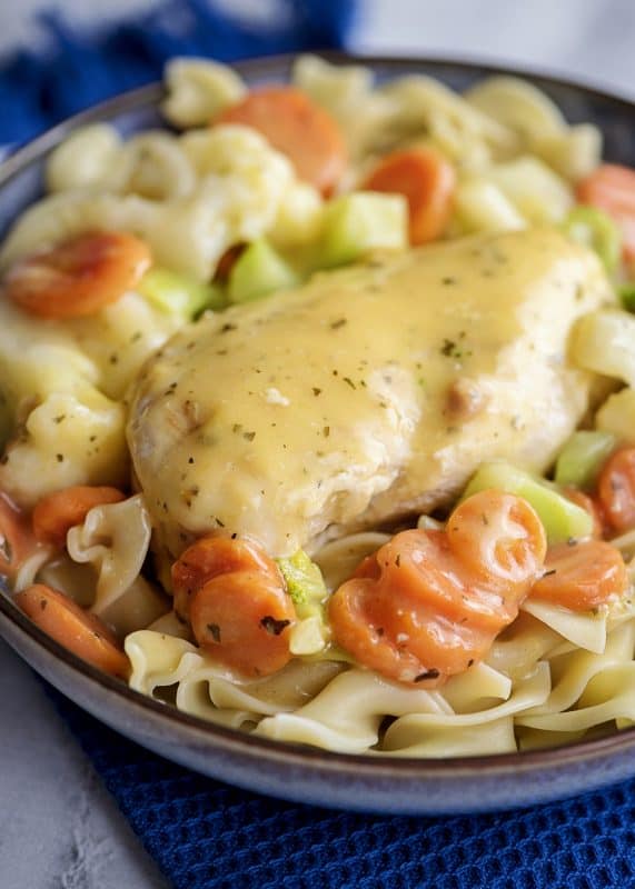 Creamy chicken skillet closeup