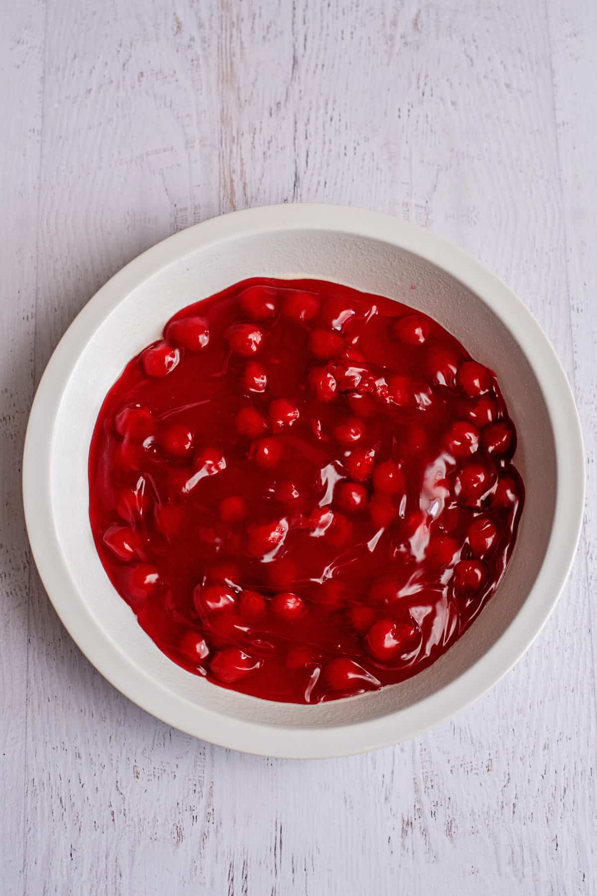 spread cherries in prepared dish