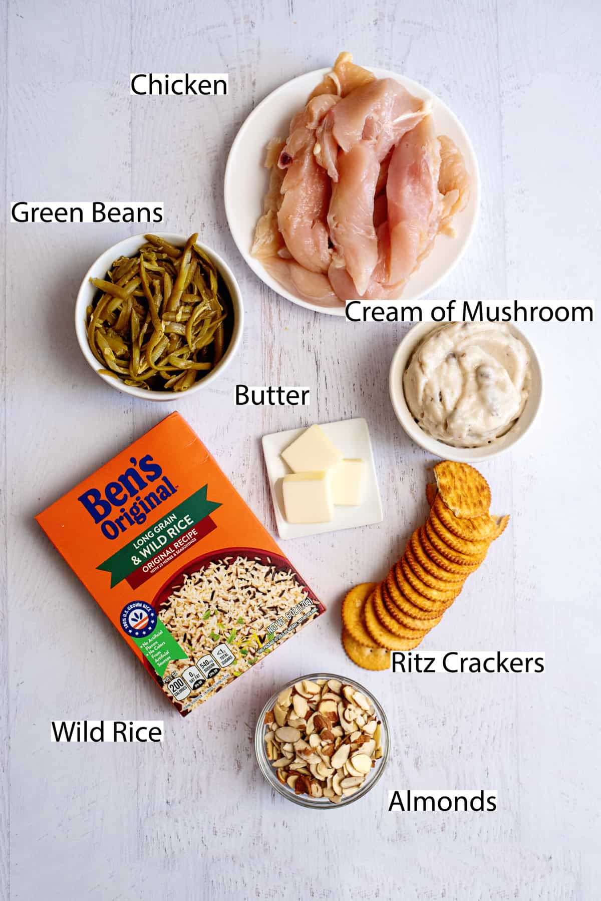 ingredients for chicken and wild rice casserole