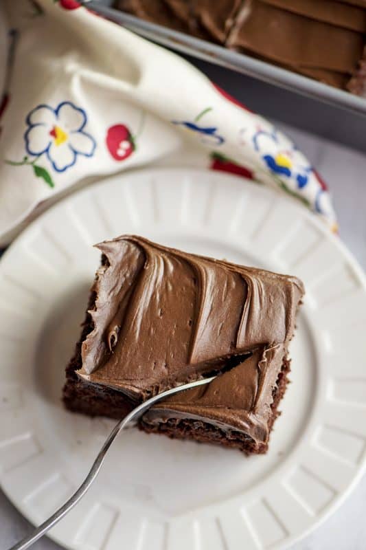 Fork Cutting Into Chocolate Depression Cake