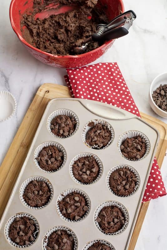 Muffins ready for the oven.