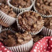 BAsket of Double Chocolate Chip Muffins