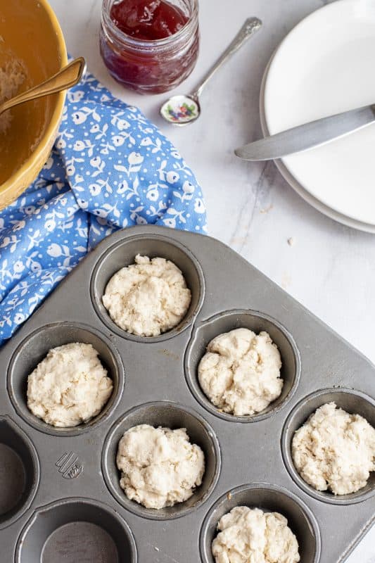 Divide your batter between the muffin cups and bake.