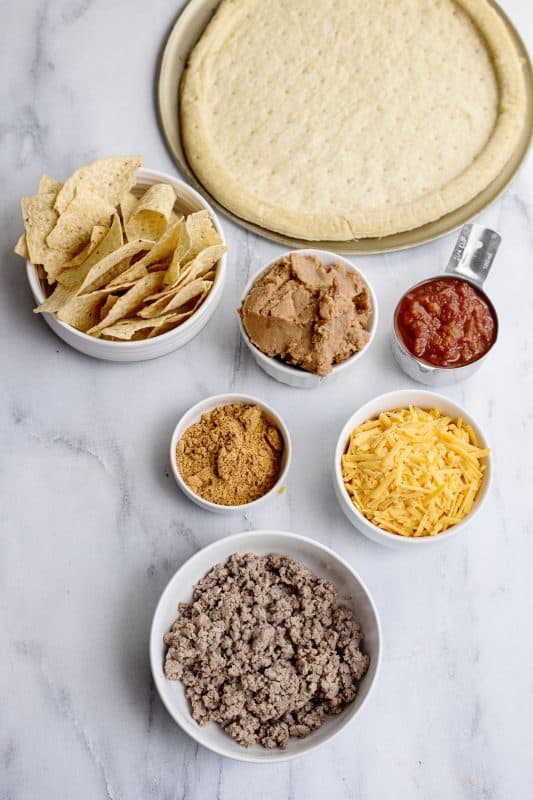 Taco Pizza Recipe ingredients.