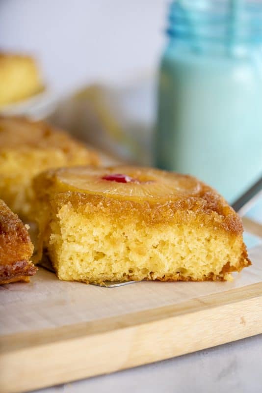 Slice of pineapple upside-down cake.