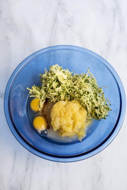 Add drained pineapple to mixing bowl.