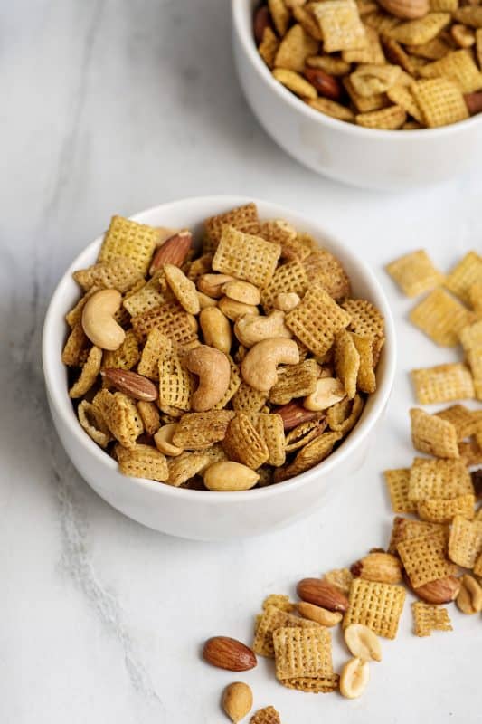 Bowl of Microwave Chex Mix 