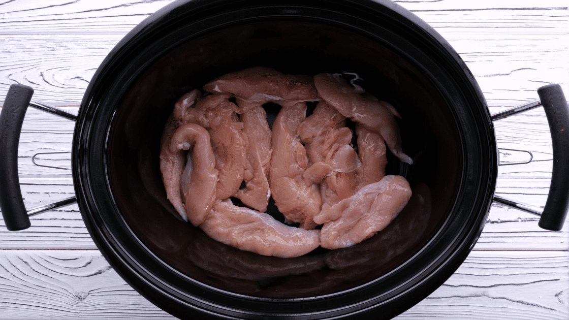 Add chicken to slow cooker.