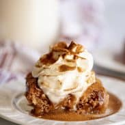 cinnamon cobbler topped with whipped cream