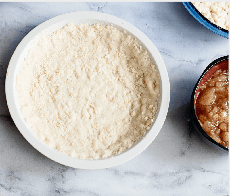 Add 2 cups to pie pan and bake in the oven.