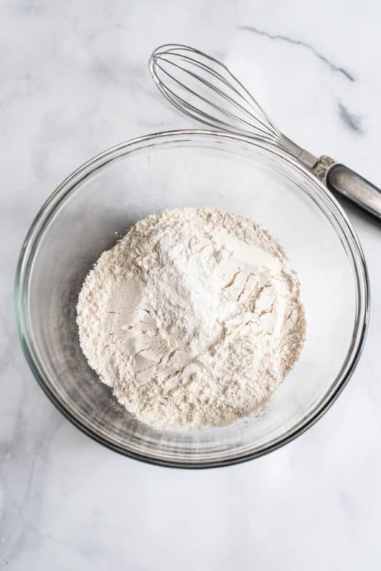 Stir flour, baking powder, and salt together in separate bowl.