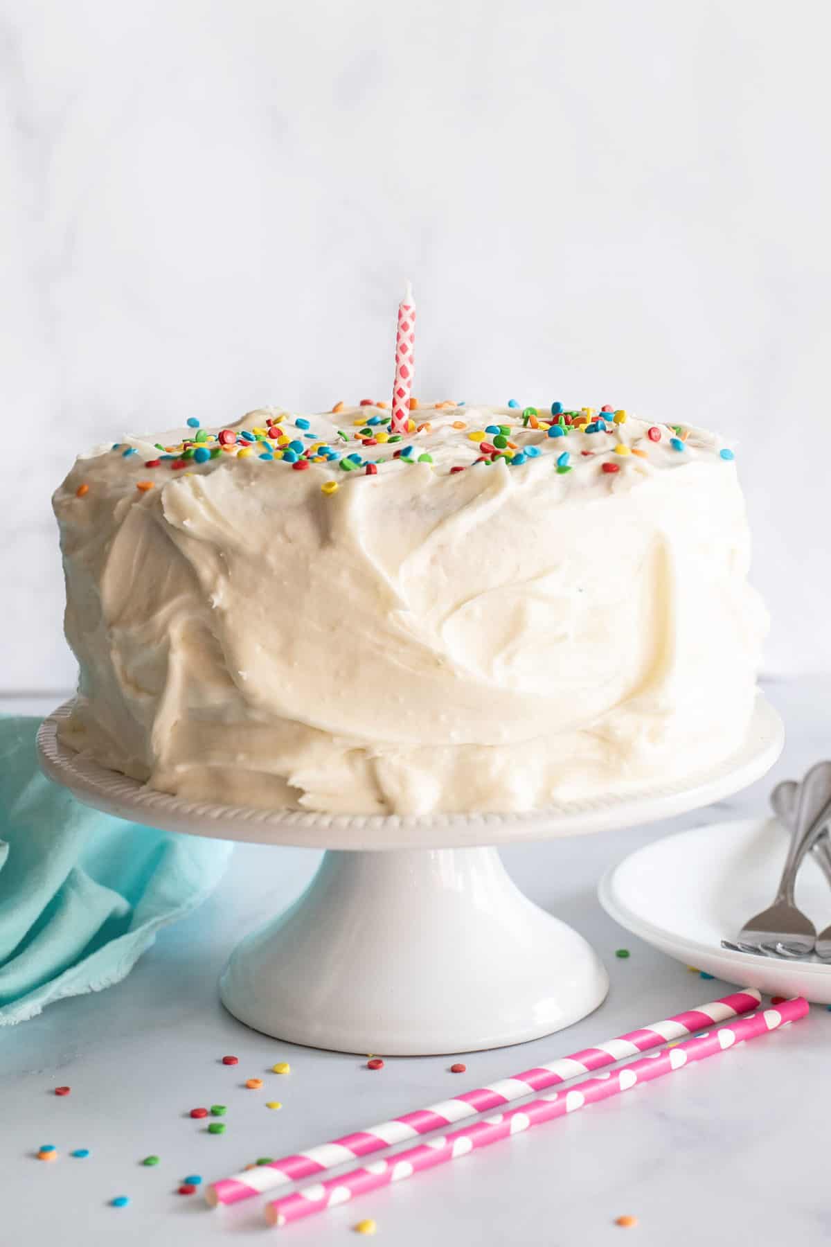 Easy Peasy Birthday Cake From Scratch Easy birthday cake with candle.