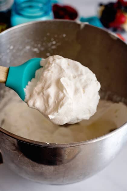 Homemade whipped cream once mixed.