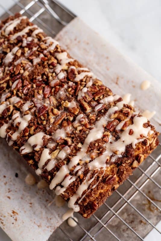 Sweet potato bread with vanilla glaze.