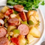 Plate of kielbasa skillet.