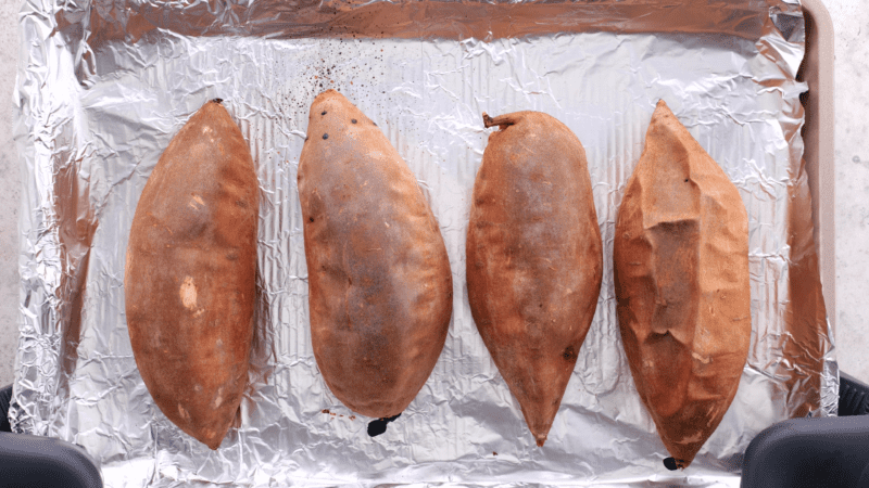 Baked sweet potatoes.