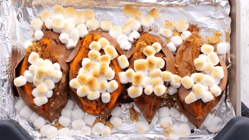 Baked sweet potatoes.