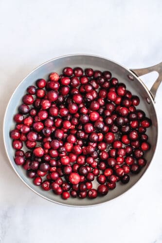 Cranberries in large pot.