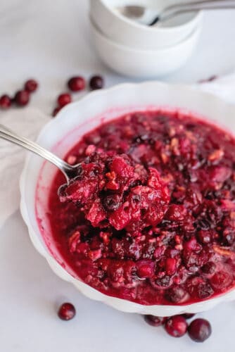 Spoonful of cranberry sauce.