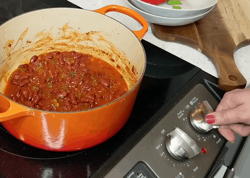 Simmer red beans for 10 minutes.