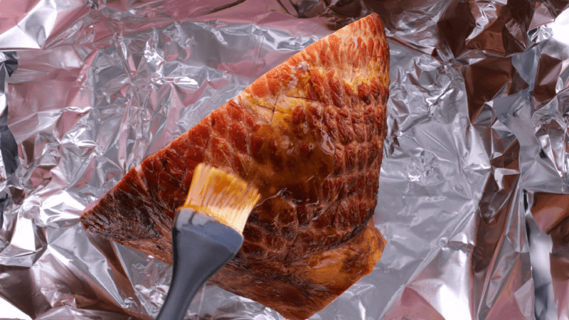 Cover ham with glaze.