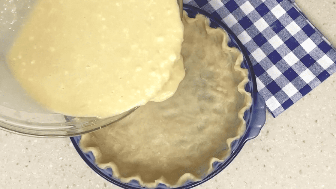 Pour mixture into pie crust.