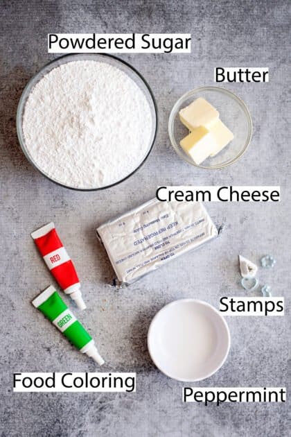 Ingredients for cream cheese mints.